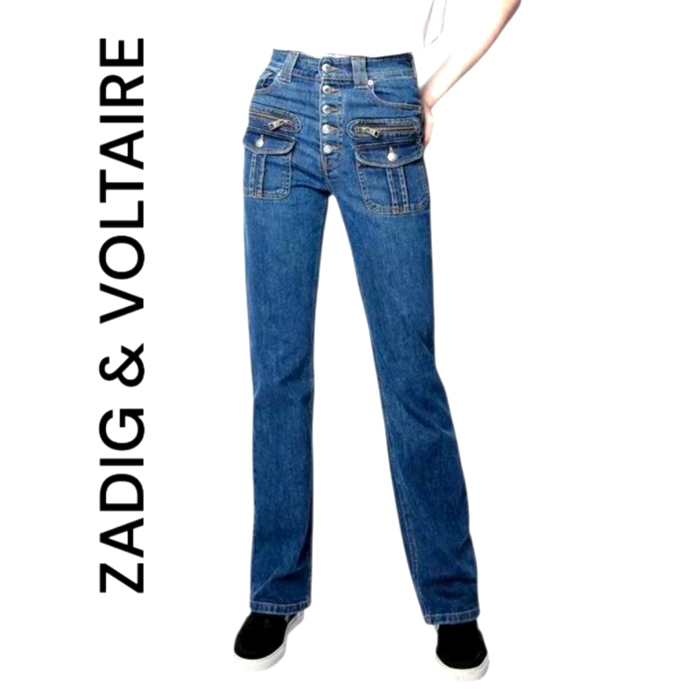 Zadig & Voltaire Demin, High-Waisted Blue Jeans, Size 24, NWOT